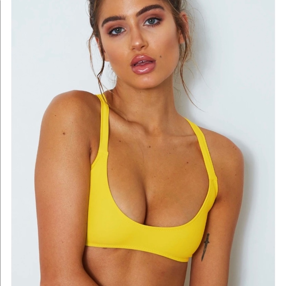 White Fox Boutique Yellow Scoop Bikini Top Extra Small XS